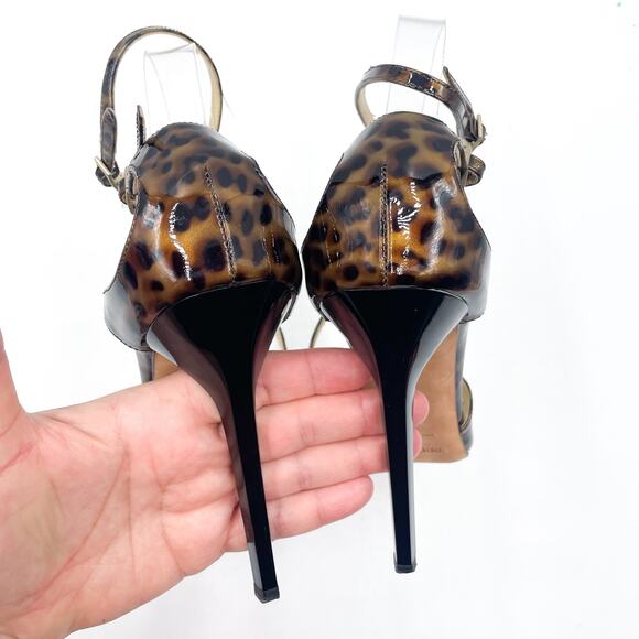 Jimmy Choo Lance Sandals Leopard Strappy Heels Brown Stiletto‎ Sz 39.5 / 9.5 - Picture 7 of 9